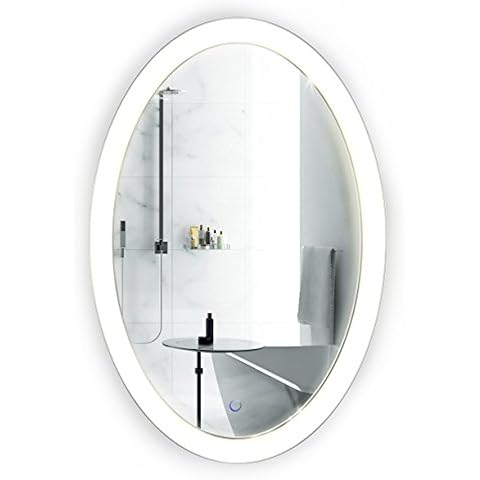 Krugg Oval LED Bathroom Mirror 20 Inch x 30 Inch | Lighted Vanity Mirror Includes Dimmer & Defogger | | Wall Mount Vertical or Horizontal Installation | Cover