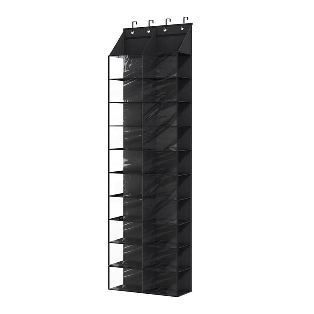 Garvee Platzsparendes Über-Tür-Schuhregal 10 Ebenen – Hängender Schuh-Organizer aus Oxford-Stoff, 20 große transparente Taschen, 4 Metallhaken – Doppelte Reihen-Aufbewahrung, Double Row Storage Bag