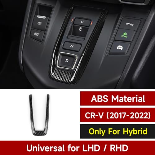 Image of Hybrid Center Gear Shift Panel Decals for Honda CRV 2017 2018 2019 2020 2021 2022 Accessories CR-V ABS Carbon Fiber Interior Stickers, Black