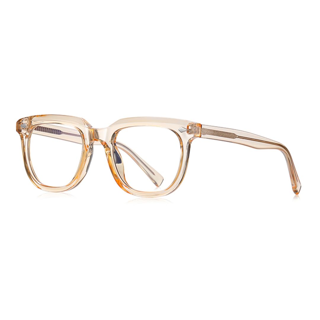 Montatura per occhiali da uomo con lenti trasparenti e occhiali da donna con luce blu Tr90 Retro (marrone chiaro)
