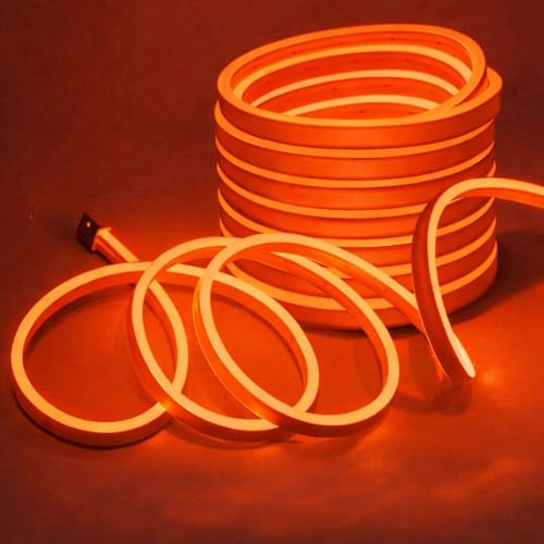 Image of NEWNESS 13.2 Feet Orange Neon LED Strip Lights | IP65 Waterproof Flexible Silicone Rope Light with 12V Power Adapter for Home Decor