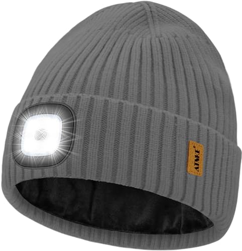 Bonnet tricoté chaud avec lampe LED rechargeable, une idée cadeau utile pour homme et femme