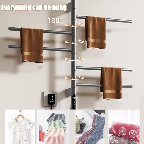 Toallero eléctrico giratorio de 5 brazos con temporizador para baño y spa 8