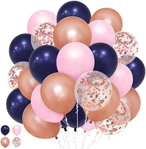 Pink Balloons, 50Pcs 12 Inch Pink and White Balloons Pink Confetti Balloons for Birthday Party Decorations Girl, Wedding, Christening Baby Shower Party Decorations
