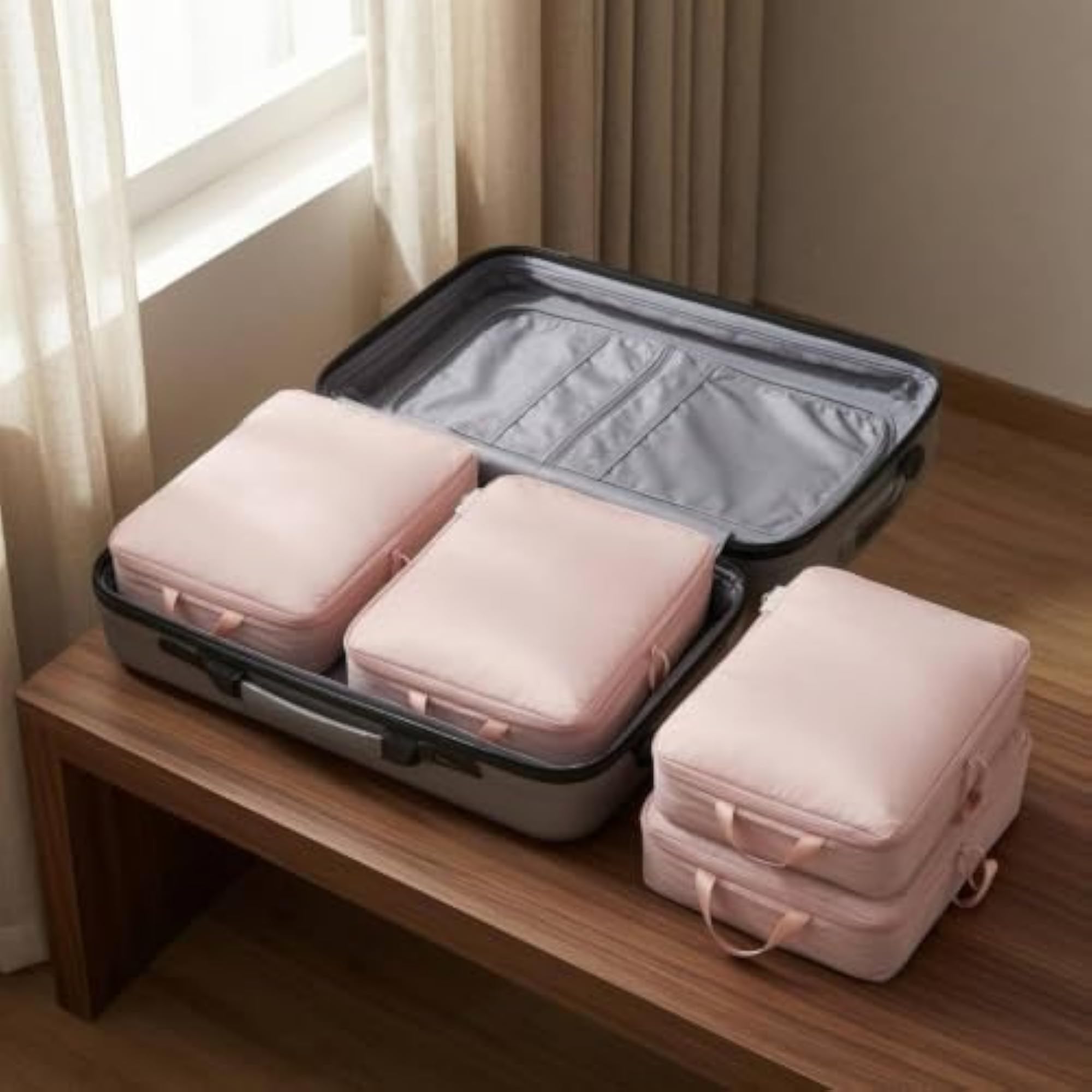 3-Piece Travel Organizer Bags Set, Pink
