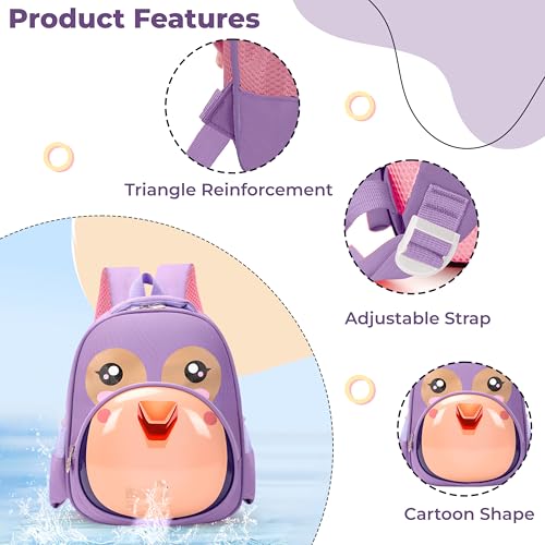 Image of Bembika School Bag The Perfect Children Backpack and School Bags for Kids Compact Stylish Backpack for Kids Exceptional-Quality Kids Kindergarten Backpack and Travel Backpack- (Penguin|Purple)