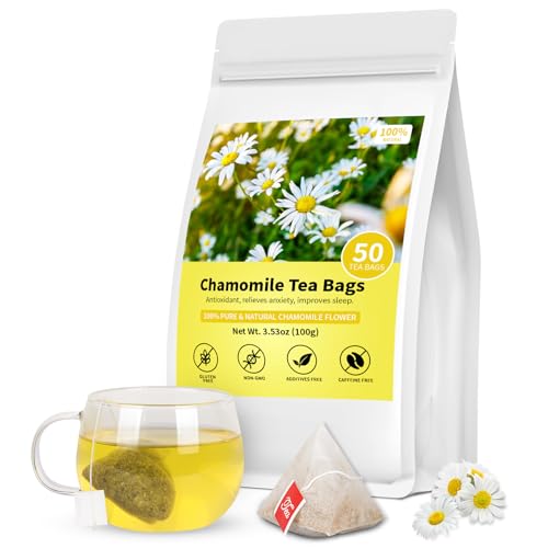 Chamomile Tea Bags, Chamomile Flower Herbal Tea, 50 Teabags, Calming,