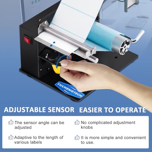 YUCHENGTECH Automatischer Etikettenspender Elektrische Etikettenschälmaschine Automatischer Etikettenabstreifer 6 Zoll/s Etikettenbreite 106 mm