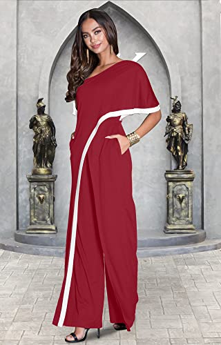 Image of KOH KOH Womens 2026 One Off Shoulder Asymmetric Long Pant Jumpsuit Romper