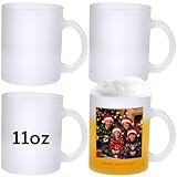 Picture of MAIKESUB 4 Pack 11 oz Frosted Glass Beer Mugs – Sublimation Blank for Custom Coffee, Beer, or Soda – Frosted Surface for DIY Heat Transfer