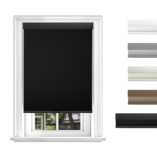 Blackout Cellular Shades 33.5x64 Inch Cordless Honeycomb Blinds ZimJAHO Custom Cut to Size Cellular Blinds for Window, for Home Kitchen Bedroom Children Room,Door Blinds, Black,33.5" W x 64" H by ZimJAHO - Used condition - US$33.52