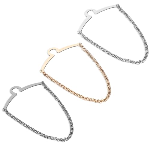 3PCS Tie Chain, Tie Clips Necktie Chain for Men Gold Silver Black Chains Ties Bar Fashion Necktie Clips Link Chains Pins for Men Business Wedding Wear Suits Neckties