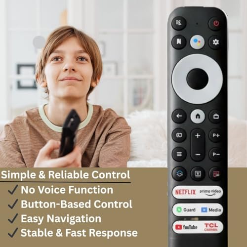 Image of Replacement Remote Control for TCL Smart TV (Non-Voice) - Compatible with TCL LED, UHD & Android TVs | Dedicated ZEE5, Netlix & Prine Video Hotkeys | Check Model Compatibility Before Buying