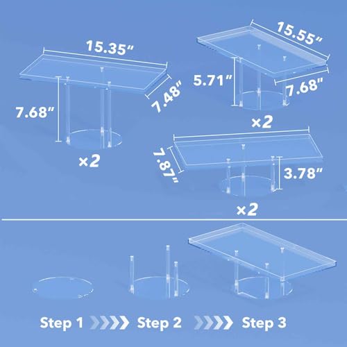 Neatsure 6 Tier Dessert Table Display Set, Clear Acrylic Cupcake Stand Buffet Risers for Pastry Cookie Cake, Tiered Food Display Tier Platter Serving Trays for Wedding Birthday Party Baby Shower - Thumbnail 5