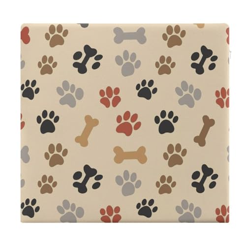 Aiyoolee Decorative Cushion Pad Cushion Compatible with Dog Bone Paw Prints Cream, Soft Memory Foam Home Office Kitchen Chair Pad, Square, Washable Polyester Cover