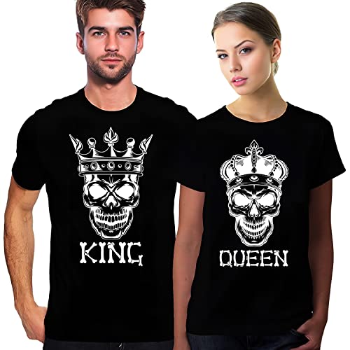 King Queen Shirts Halloween Couple Matching Outfits Her His Couples Husband Wife Shirt Halloween t-Shirts 64 Women XXL/Men L Black