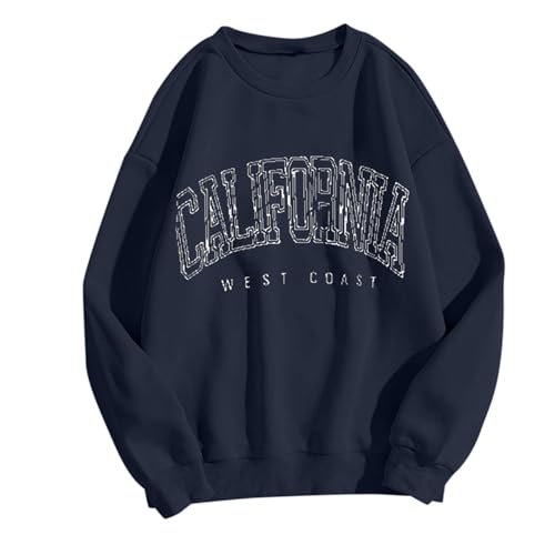 Image of Generisch Casual sweatshirt without letter print sporty long sleeve crew neck ideal for leisure everyday wear, navy, S
