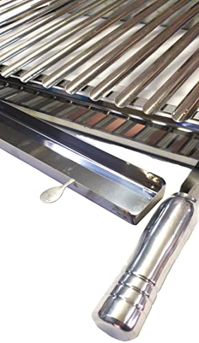 Grelha Churrasco Parrilla Argentina Inox com Caixa Gordura Removível e Cabo Metálico 40x40cm