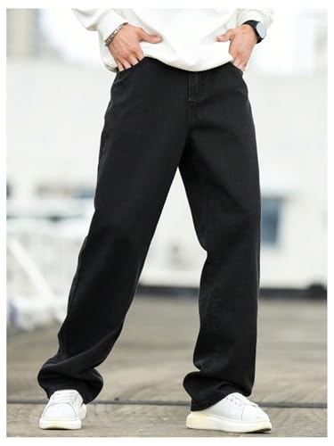 Verdusa Men's Vintage Jeans Straight Leg Denim Pants with Pockets2