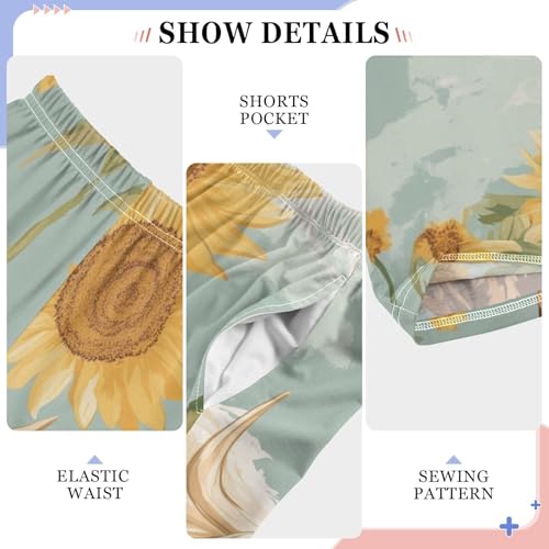 ZZXXB Cow and Sunflowers Boys Long Pants Soft Trousers Elastic Waist Kids Lounge Bottoms with Pockets S-XL4