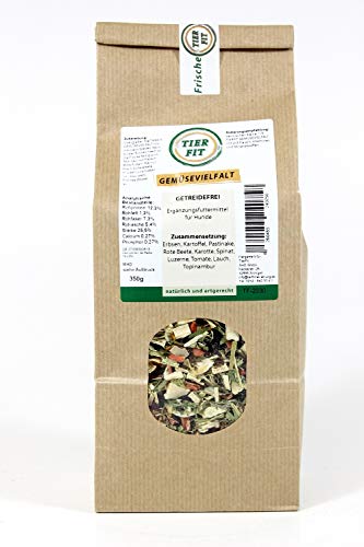 TierFit Gemüsevielfalt getrocknet 350 g zur Fleischfütterung glutenfrei Naturprodukt Hundefutter Barf Tomate Lauch Topinambur