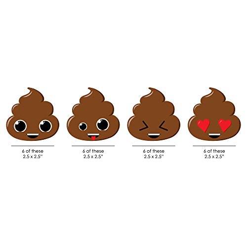 Decoración Pitillos de Papel Poop Emoji Set 24 miniatura 2