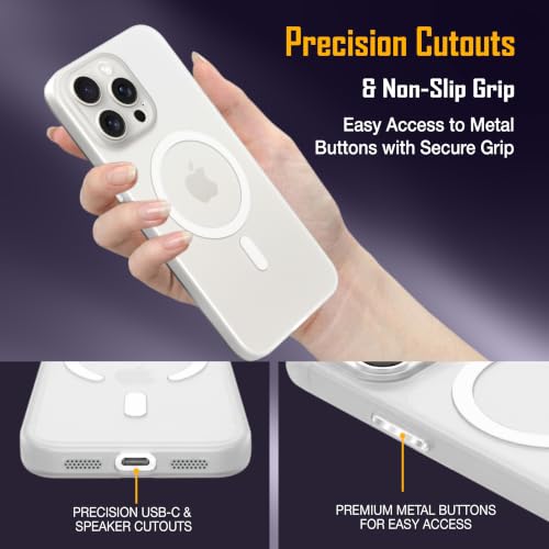 Image of ZAP CASE Paper Thin Case for iPhone 15 Pro Max | Ultra-Slim 0.5 mm Back Cover | Metal Buttons | Lightweight | Matte Finish | Anti-Fingerprint | Scratch Resistant | Camera Protection | Magsafe | White