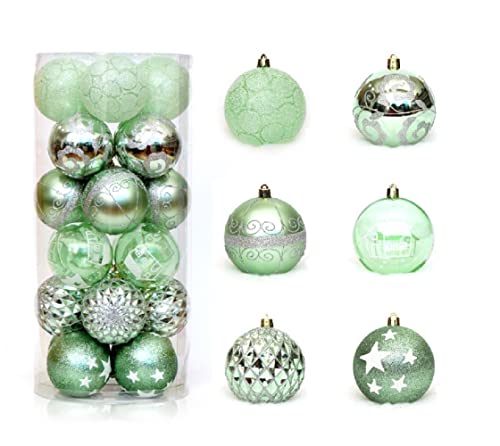 Shatterproof 2.4-Inch Christmas Light Ball - Holiday Wedding Party Decoration, Tree Pendant, 24 Combinations (Apple Green)