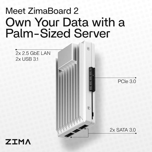 Image of zimaboard 2 832 x86 Home NAS, Quad-Core N150, 8GB DDR5, 32GB eMMC, PCIe 3.0x4 Expansion, Dual SATA 3.0 & Dual 2.5GbE, Fanless 24 /7 Storage Server with ZimaOS for Docker, Media, Backup, Home Lab