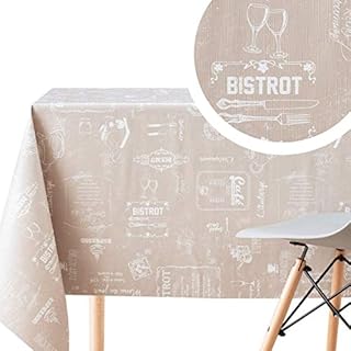KP HOME Beige PVC Table Cloth Wipe Clean Tablecloth - Cream Chalkboard Wipeable Table Cloth Rectangle 200 x 140 cm - Vinyl Table Cloth Oilcloth Tablecloth Waterproof Table Cover PVC Tablecloth