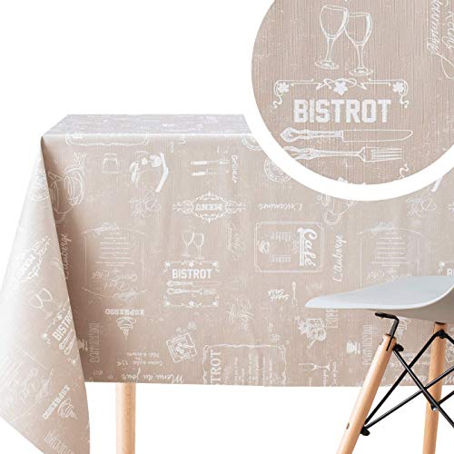 Beige Mantel PVC Patrón Restaurante Tablero de Tiza - de Color Crema Mantel Hule 200x140 - Impermeable Fácil de Limpiar Mantel Hule Mesa Rectangular - Plastificado Hules Para Mesas Rectangular