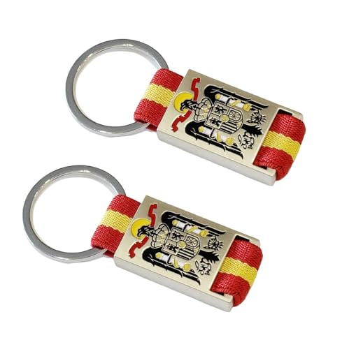 Durabol Llavero Español con Águila de San Juan, Bandera España Nacional, Cinta Roja Amarilla o Azul, Metal y Lona, 8 x 3 cm (Lona españa)