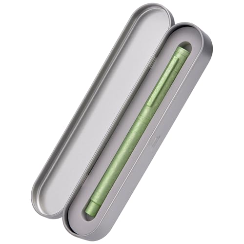 Image of Hongdian 1851 Forest Fountain Pen Applegreen Ice Flowers, Bent Nib Classic Design with Converter and Metal Pen Case