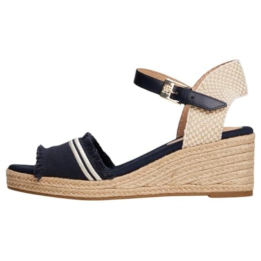 Tommy Hilfiger Espadrilles Compensées Femme Fringe Canvas à Talon Compensé, Bleu (Space Blue), 39