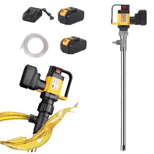 Bomba de transferencia de combustible eléctrica multiusos de 800 W con tubería de aceite de 9,8 pies/2 baterías, bomba de agua de alta succión de 60-80 l/min, elevación de 5 m,Stainless