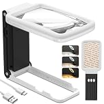 Coteck 15X Magnifying Glass with Light and Stand, Real Glass Lens, Rechargeable Foldable Handheld Magnifier, 3 Color Modes Dimmable Lighted Page Magnifier for Reading Fine Prints, Low Vision Seniors