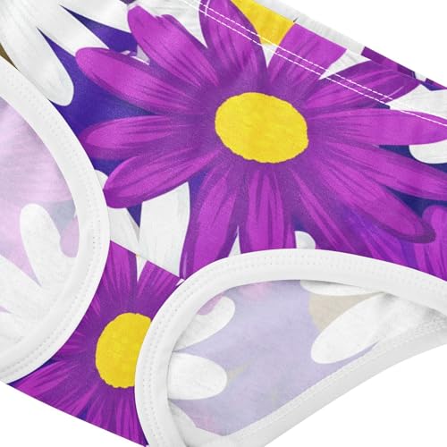 Toddler Underwear Custom 2t Cotton Panties Little Girl Flower Briefs Girls Undies Floral White Purple Daisy Flowers4