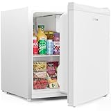 Upstreman Mini Frigo con Congelatore 46L, Silenzioso, Porta Reversibile, Termostato Regolabile, Risparmio Energetico, Frigorifero Piccolo da Ufficio, Camera, Hotel, Bianco -FR17