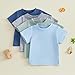 Baby Boy 4-Pack Short Sleeve Crewneck T-Shirts Top Active Tee Toddler Boys' Solid/Striped Cotton T-Shirt (US, Age, 12 Months, 18 Months, Blue Grey Yellow)