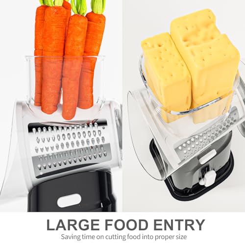 Ourokhome Cheese Grater Hank Crank Cheese Shredder, Mandoline Vegetable Slicer with 5 Interchangeable Blades and Strong Suction Base for Fruit, Vegetables, Nuts Black