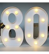 H:7.88 inches Light Up Numbers 80 Centerpieces Table Sign, 80th Birthday Decorations for Women, 8...
