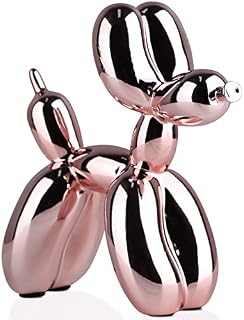 Shiny Electroplating Balloon Dog Statue Collectible Figurines Art Sculpture Animals Figurine Resin Crafts Living Room Desktop Home Decor Ornament Decorations Modern (Pink,3.9 * 3.9 * 1.6in)