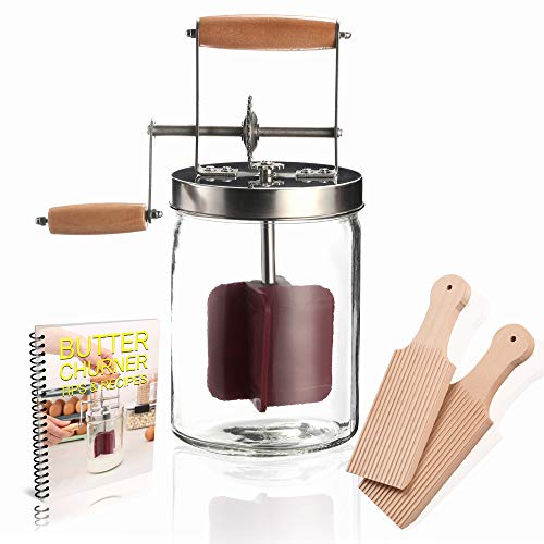 Dazey Butter Churn - Hand Crank Butter Churner- Manual Butter Maker- Beech Wood BUTTER PADDLES INCLUDED. Create Delicious Homemade Butter With Your Own Hand Crank Dazey Butter Churner