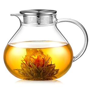 ecooe 1400ml Glazen Theepot met Verwijderbare 18/10 Rvs Infuser Hittebestendige Borosilicaatglas Theepot voor Losse…