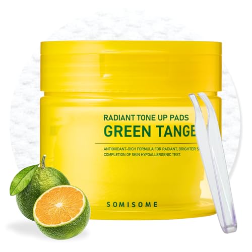 SOMISOME Green Tangerine Radiant Tone Up Pads – Korean Toner Pads with Niacinamide, Centella Asiatica & Vitamin C, Dark Spot Corrector, Tone-Up & Hydrating Face Toner 50 Pad