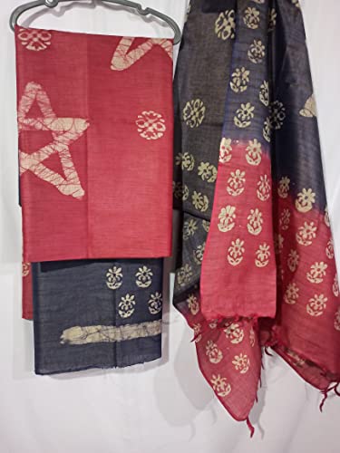 Image of STB-SILK TEXTILES BHAGALPUR Salwar Suit Cotton Silk Batik Print Dress Material Unstitched Suits Piece With Dupatta Dress material for women & girls