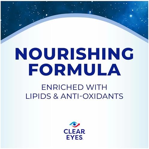 Bundle of Clear Eyes Nighttime Restoring Eyes Drops, Nighttime Relief Dry Eye Drops, 0.5 Fl Oz + Clear Eyes Maximum Redness Relief Eye Drops - 1 oz