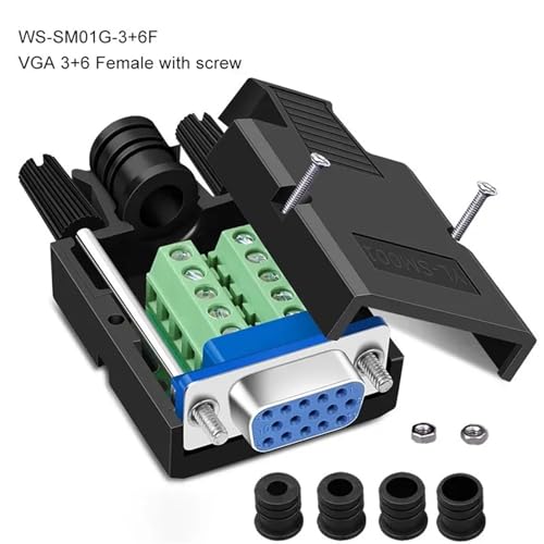 Conector VGA sin soldadura DB15 hembra de 3 filas para cable de proyector y monitor 3