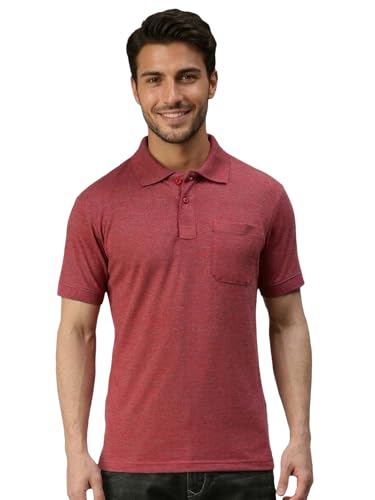 Image of Lux Cozi Men's T-Shirt with Chest Pocket | Polo T-Shirt for Man | Plain Casual Stylish | Half Sleeve| Cotton Blend Collar Polo T-Shirts for Men