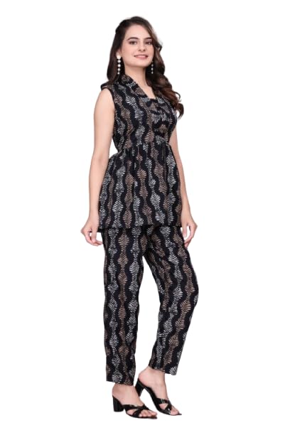 Women's Printed Co-Ord Set | Sleeveless Top & Matching Pants | Stylish Casual & Party Set Outfit-picture-51